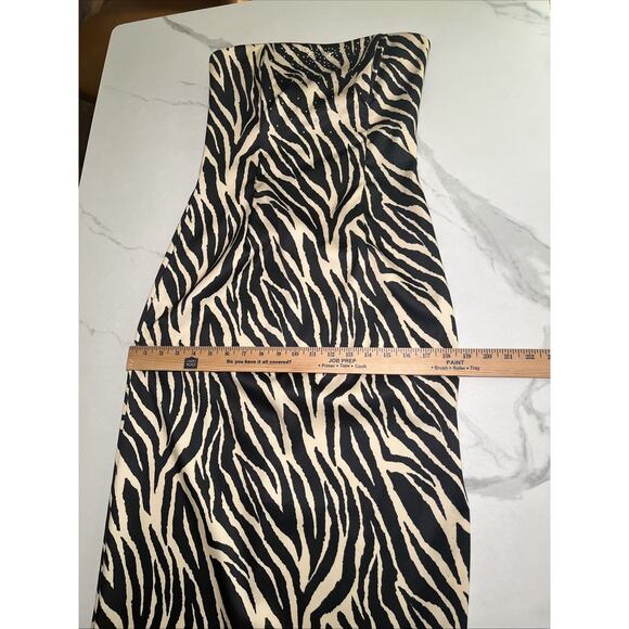 Jessica McClintock Gunne Sax PROM Party Dress Sz 7/8 Strapless Long Zebra Print - Picture 8 of 15